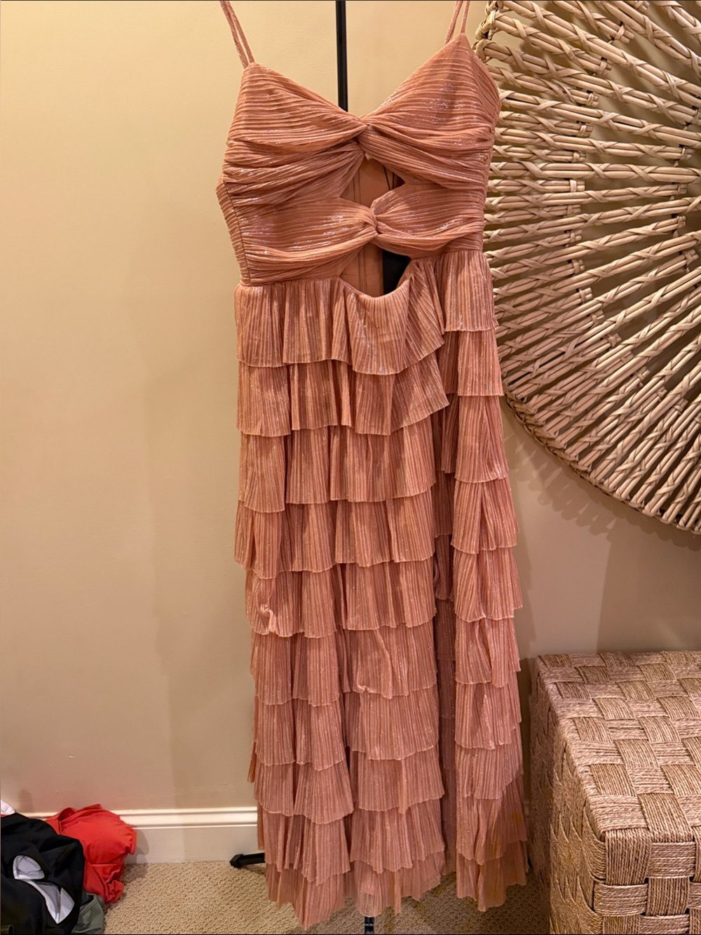 Gianni Bini Dusty Rose Tiered Ruffle Maxi Dress